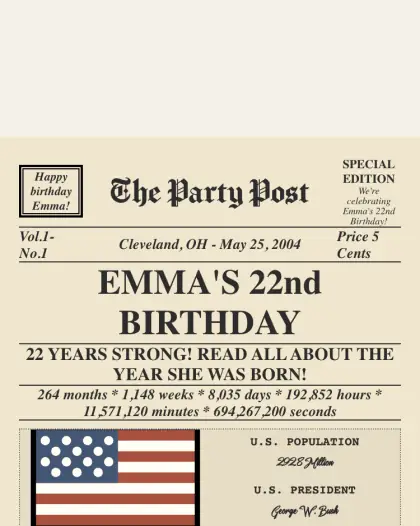 The Party Post — a real birthday newspaper website example